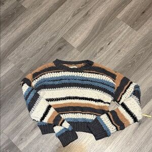 Cozy Striped Women's Sweater in Blue and Brown